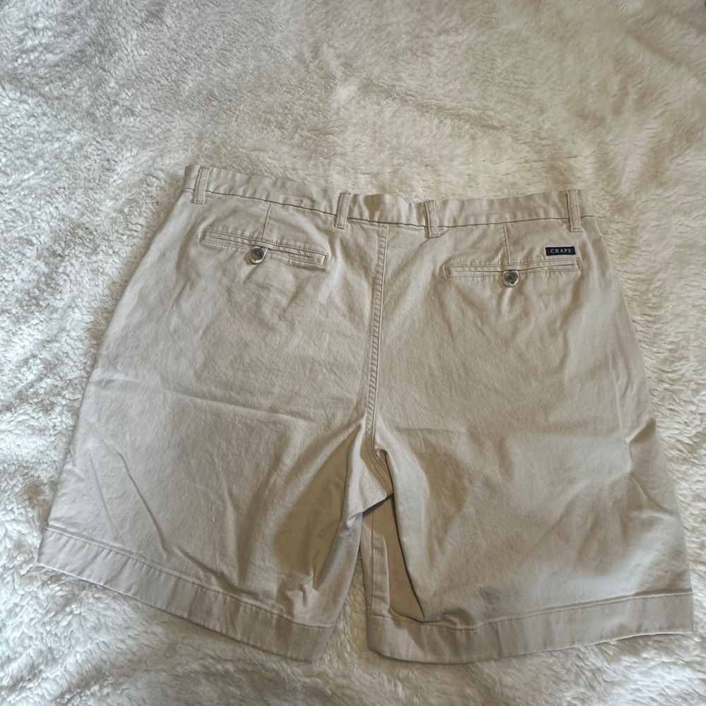 Chaps Men's Flat Front Shorts Size 40 Khaki Tan Stretch Cotton Chino 9" Inseam - Picture 5 of 5